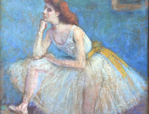 Louis Kronberg: Dancer in White with Blue Wall