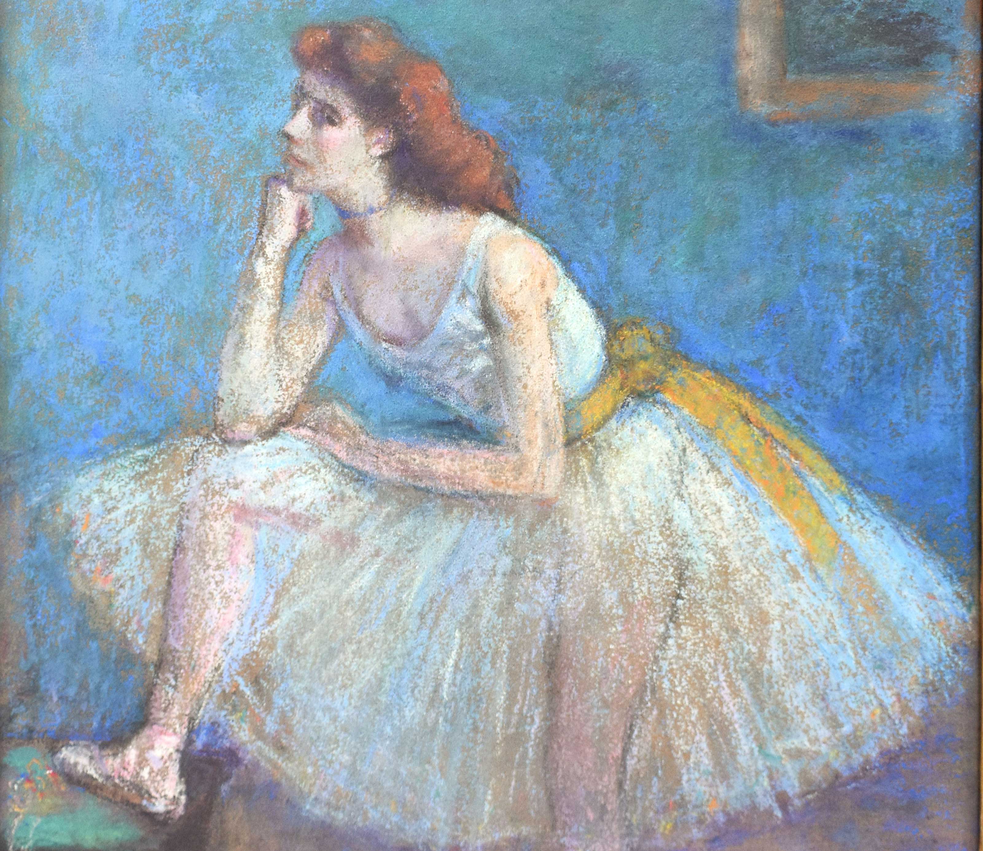 Louis Kronberg: Dancer in White with Blue Wall